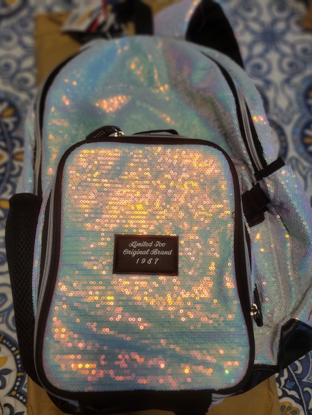 Limited Too Iridescent Sequin Backpack - Pink/Blue